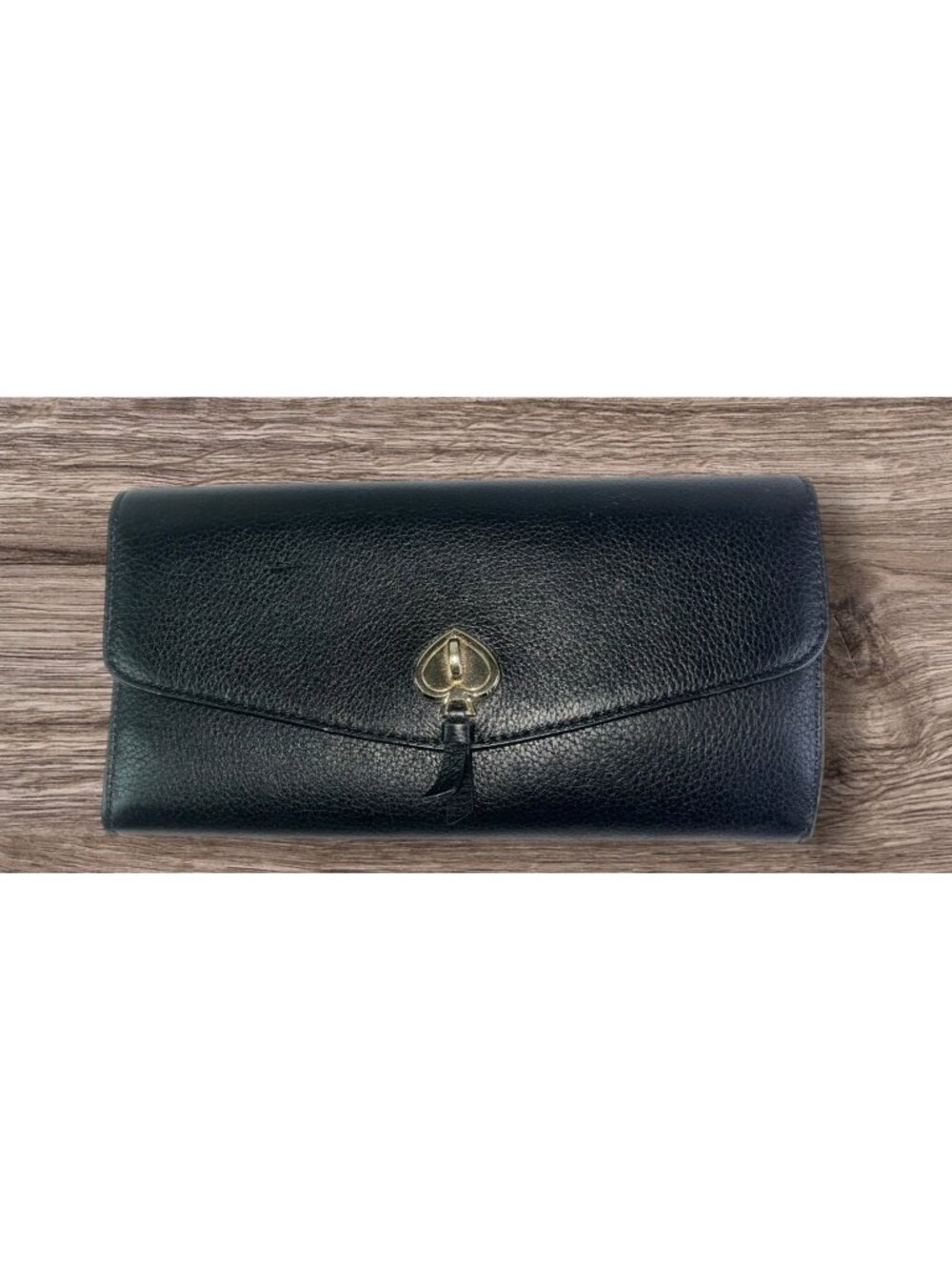 Kate Spade Wallet Black Marti Pebbled Leather Slim Flap Zip Pocket Designer